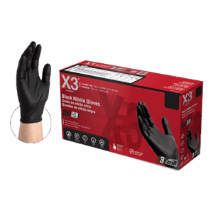 Ammex X3 3 Mil Black Nitrile Gloves (1 Case)